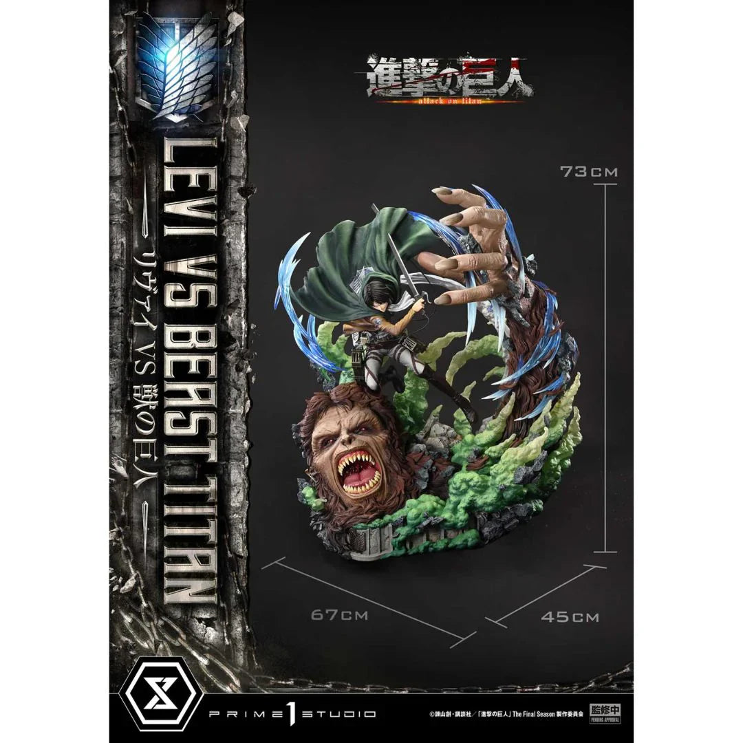Attack On Titan Levi Versus Beast Titan statue By Prime1 Studio
