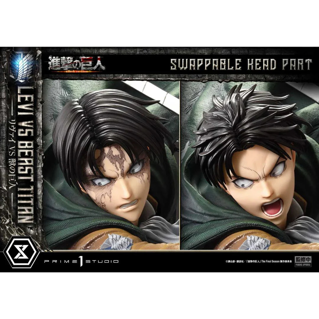 Attack On Titan Levi Versus Beast Titan statue By Prime1 Studio